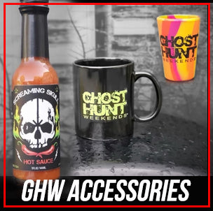 Ghost Hunt Weekends accessories and gifts for the home or office. Official and essential accessories with the Ghost Hunt Weekends logo.