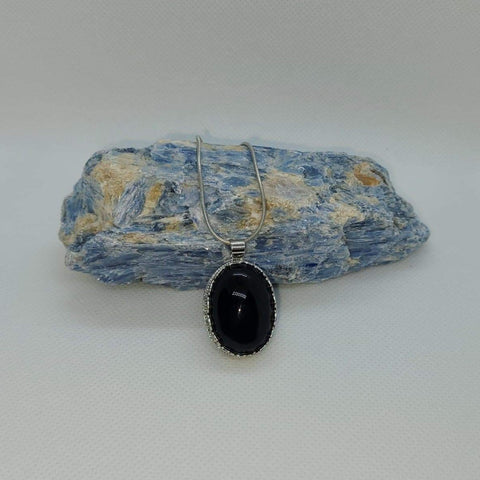 Black Onyx Stone Pendant Necklace