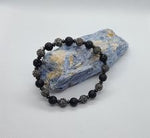 Grey Czech Crystals and Lava Stone Bracelet