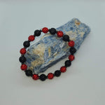 Red Czech Crystals and Lava Stone Bracelet