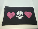 Skull and Hearts Zipper Bag (Pink)