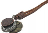 Mens Leather Necklace with Antiqued Coins