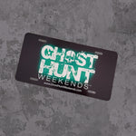The Ghost Hunt Weekends Logo License Plate with the all new 2021 Skull Design.