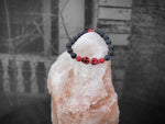 Red Skulls and Red Czech Crystals with Lava Stone Bracelet